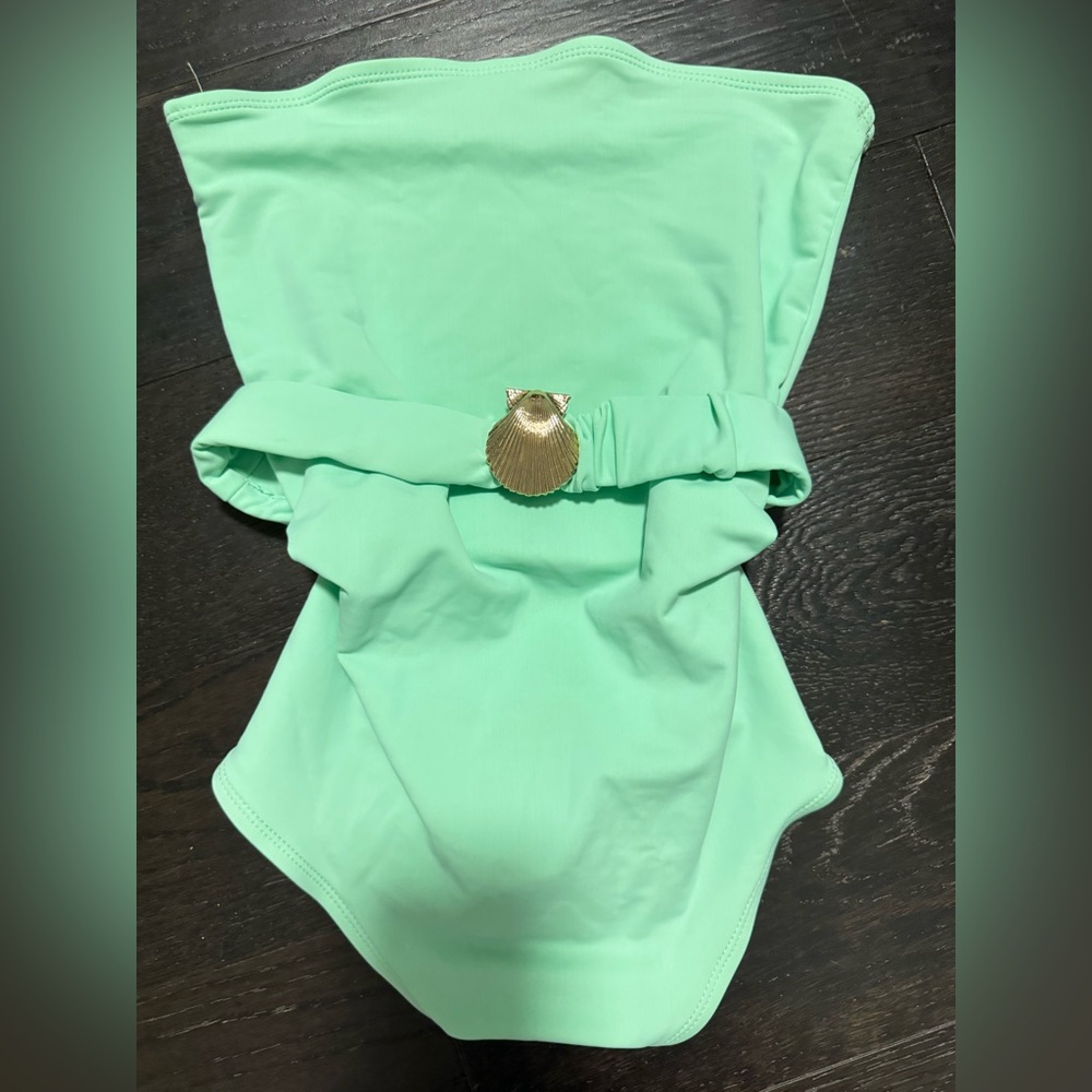 Pretty little thing aqua one piece bikini.